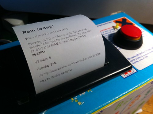Daily weather forecast on my printer - rain, of course