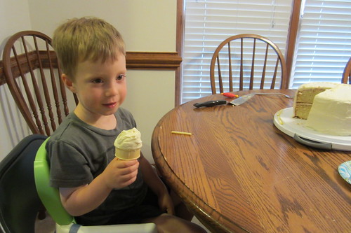 this kid loves vanilla ice cream.