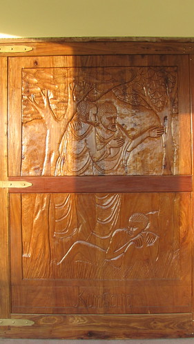 The doors are very big and carved with scenes of the transfiguration of Christ.