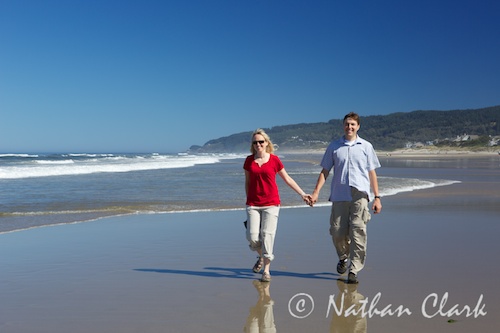 My honey and I walking the Oregon Coast