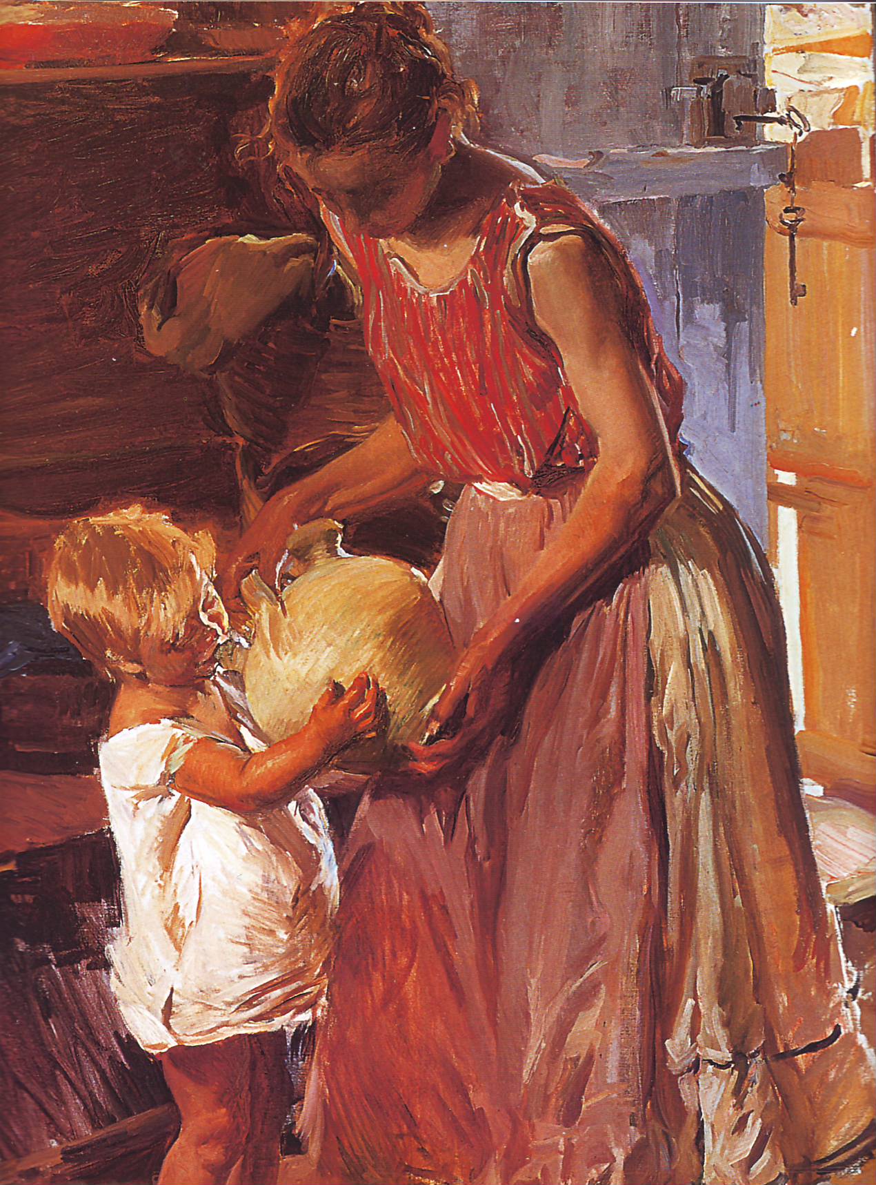 Madre y niño con un botijo. Joaquín Sorolla. Óleo sobre lienzo, 1905