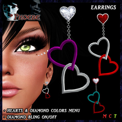 [10L OFFER!] Linked Hearts Earrings ~Colors & Bling~ transfer