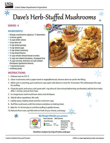Dave’s Herb-Stuﬀed Mushrooms recipe