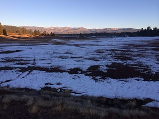 Looking out over Prosser Creek reservoir with the Sierra snowpack in the background