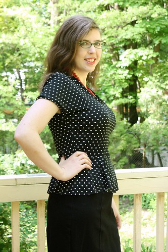 Hummingbird knit top by Cake Patterns in polka dots