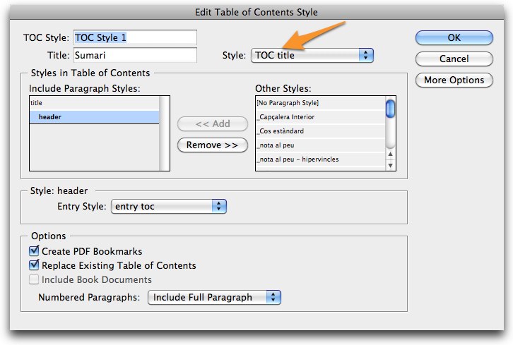 Edit Table of Contents Style
