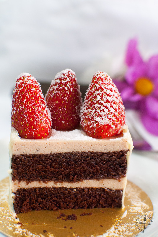 Chocolate and Strawberry Bavarian Cream Layer Cake