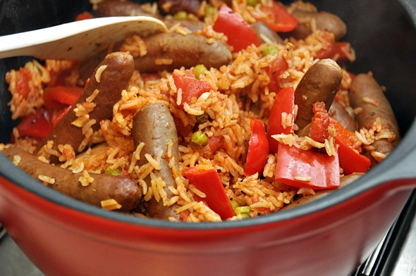 Mexican Rice with Sausage | www.fussfreecooking.com
