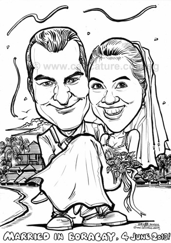 wedding couple caricatures in Boracay