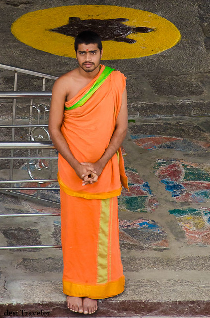 Hindu priest in saffron clothes ammapalle shamshabad