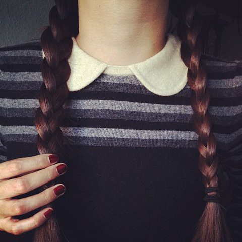 Braided Pigtails Addams. Source unknown.