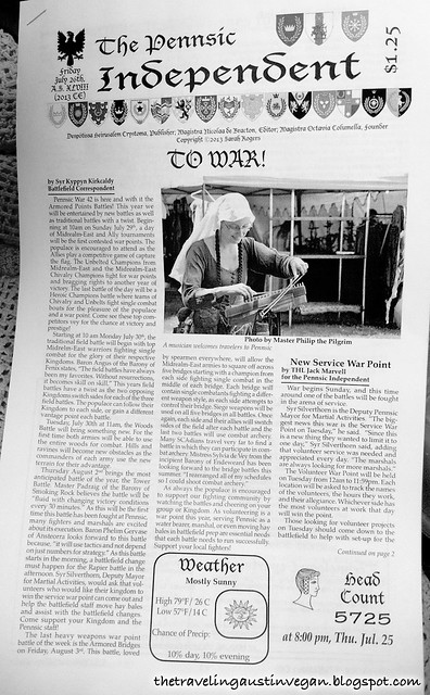 I Made the Front Page of the Pennsic Independent!