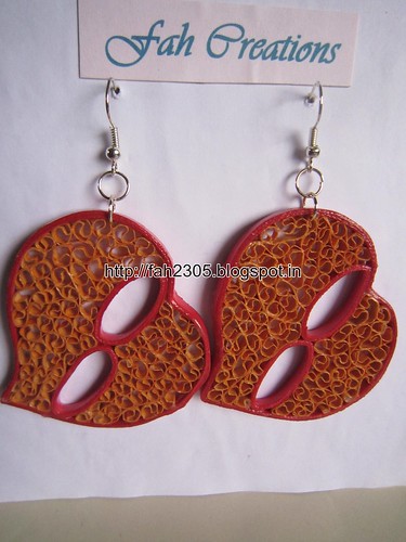 Handmade Jewelry - Beehive Paper Quilling Heart Earrings (3) by fah2305