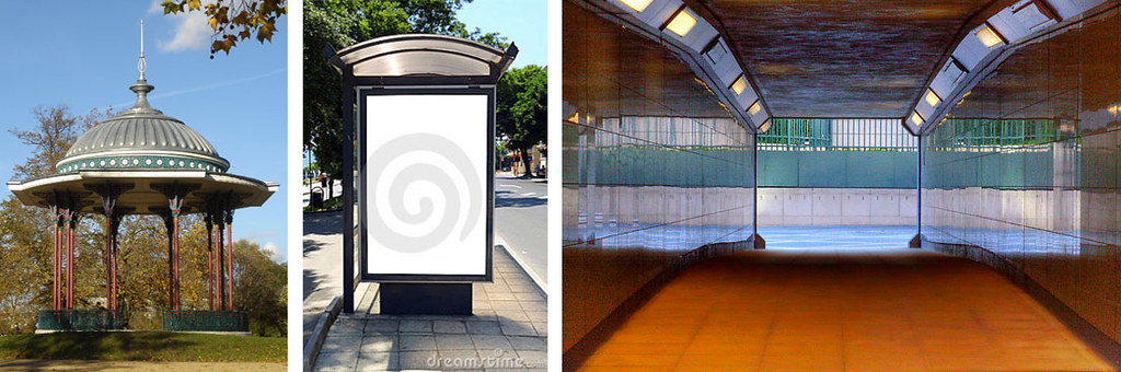Photo Tips | Location ideas for outfit photos when it's raining: Bandstand, Bus shelter, pedestrian underpass