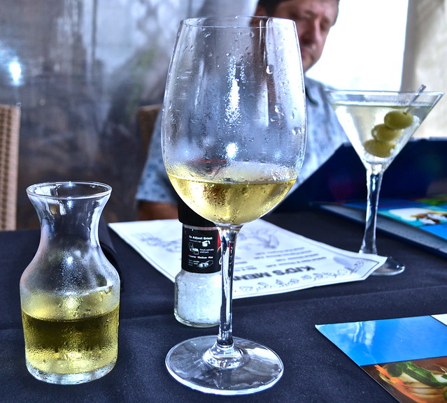 wine and martini at Oceans 234 restaurant, Deerfield Beach, Florida