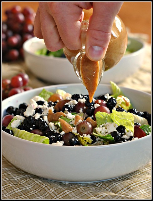 Salad with Blueberries, Grapes, and Almond Honey Mustard Dressing 2
