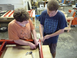 Ian and Connor building the trailer