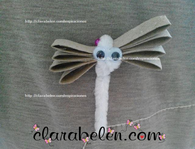 libélula para niños con rollo de cartón