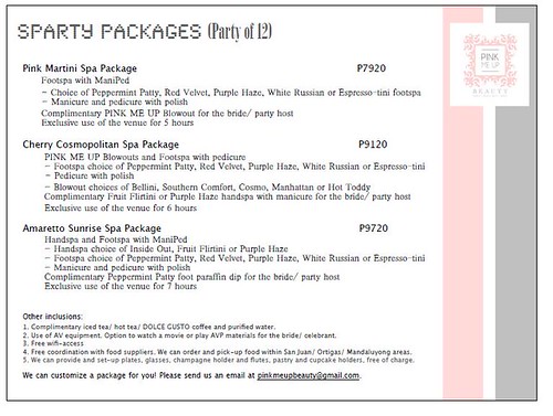 Pink Me Up Spa Party Package for 12