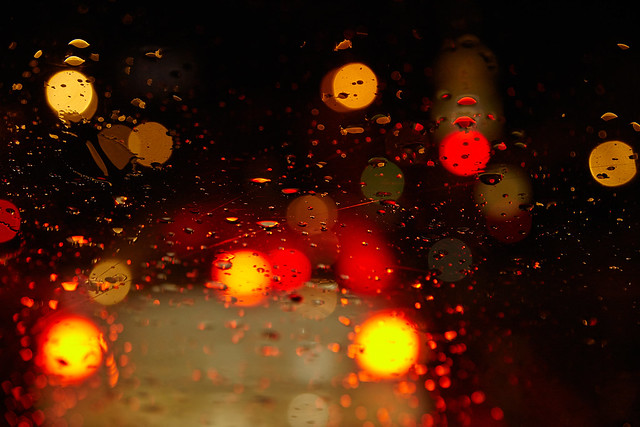 rainy evening traffic jams