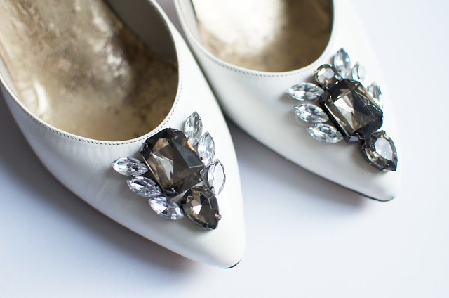a pair and a spare rhinestone heels