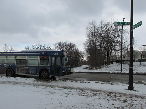 A Pace bus heads eastbound on National Street.  Elgin Illinois.  Monday, January 20th, 2014. by Eddie from Chicago
