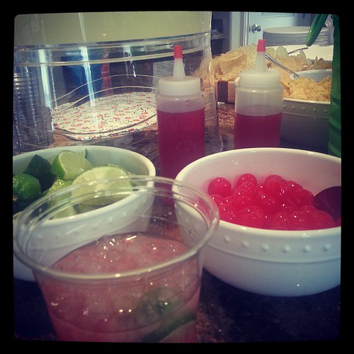 Almost party time. Cherry limeade station ready to go