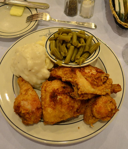 Fried Chicken, Green Beans, and Mashed Potatoes