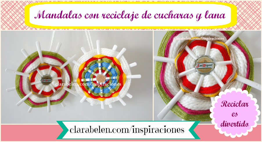 DIY hacer mandalas de lana con reciclaje cucharas para los niños