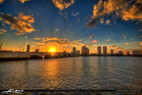 West Palm Beach Skyline City Sunset by Captain Kimo