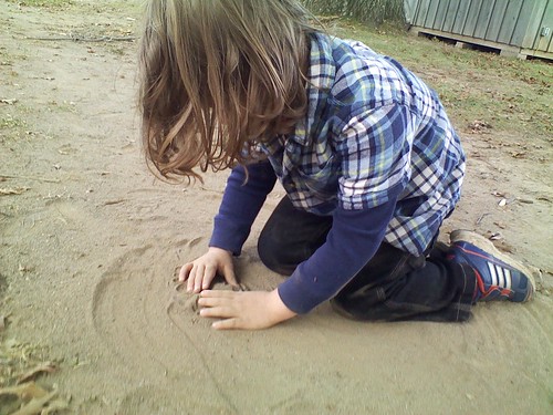 Making a sand
volcano...