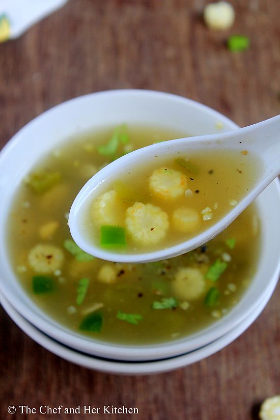 baby corn capsicum clear soup