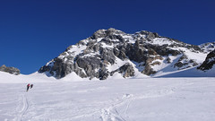 Podejście pod Gran Zebru (3851m) lodowcem Vedretta del Gran Zebru.