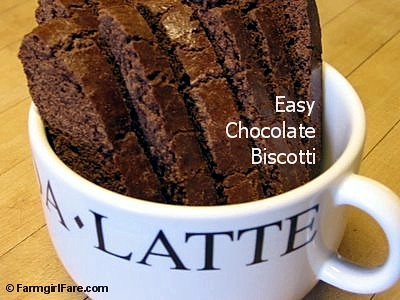 Easy Chocolate Biscotti Recipe - perfect for holiday gift giving! — FarmgirlFare.com