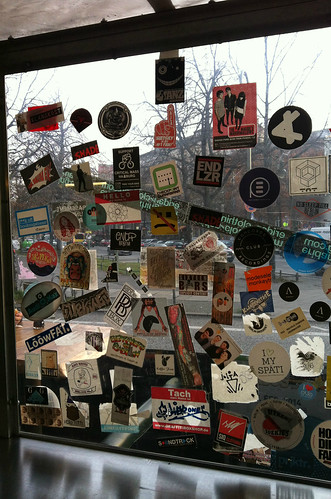 Burgermeister Berlin stickers on window