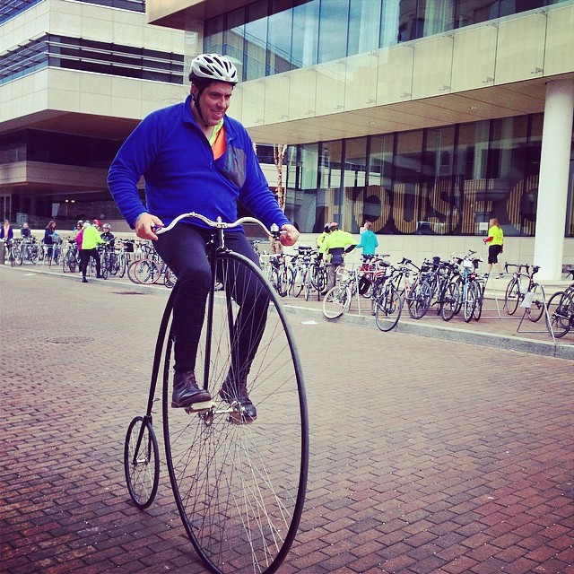 The return of Penny Farthing Man.