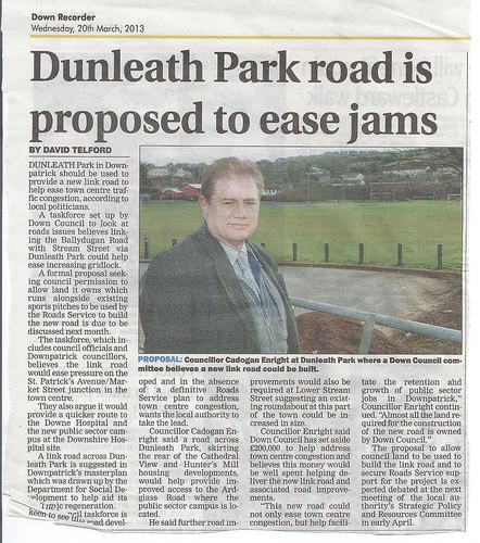 20th March 2013 Cadogan Enright seeks New Road around Dunleath Park