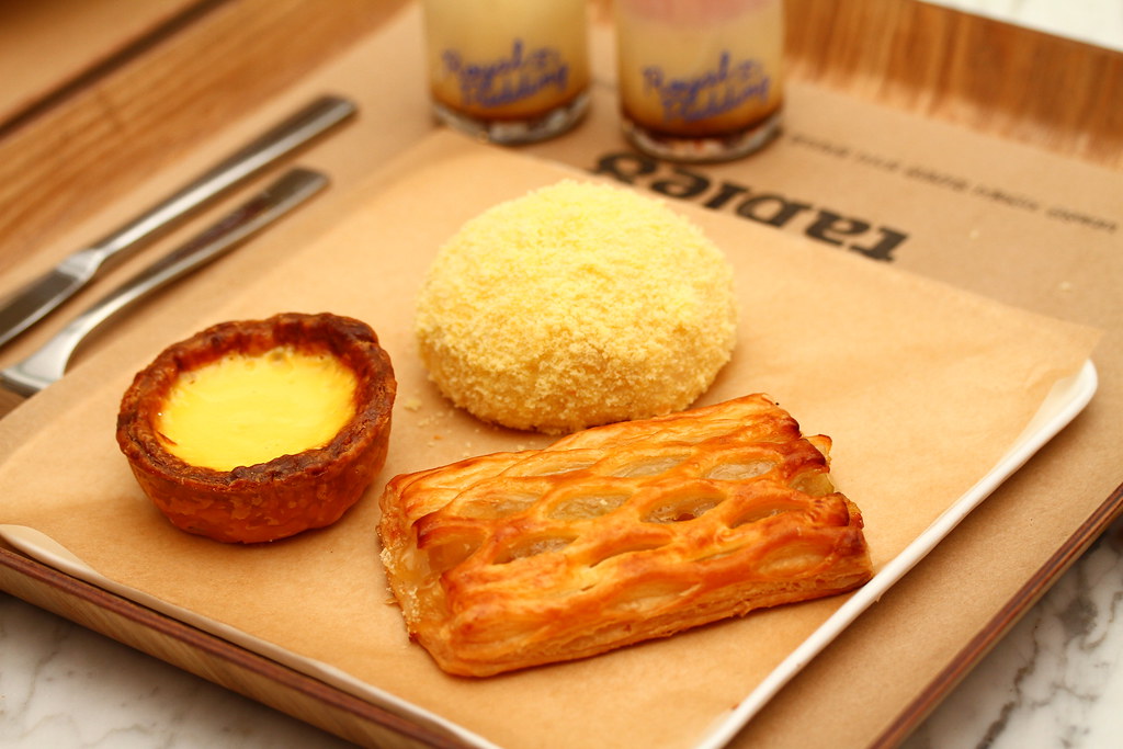 Paris Baguette Cafe's Cream Bread, Egg Tart & Apple Pie