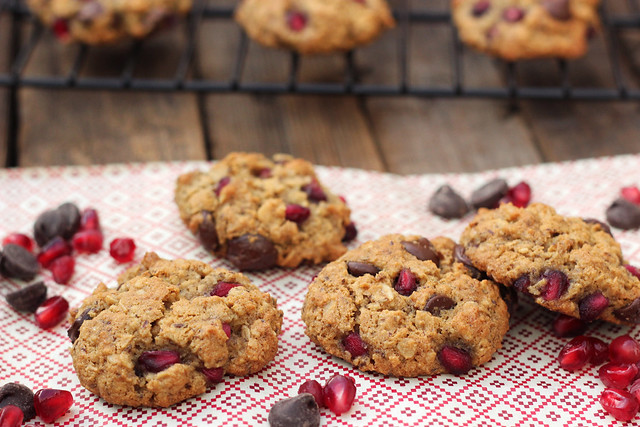 Pomegranate Chocolate Chip Oatmeal Cookies (Gluten-Free and Vegan)