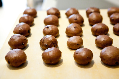 Forming/rolling the chocolate brioche rolls