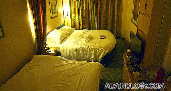 Our room by night with the sofa bed all set 