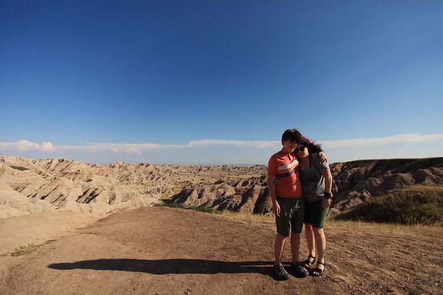 Mother and son in the badlands