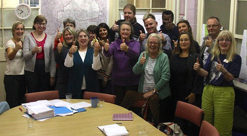 A group of Stirchley residnets smiling and giving the thumbs up for the new funding