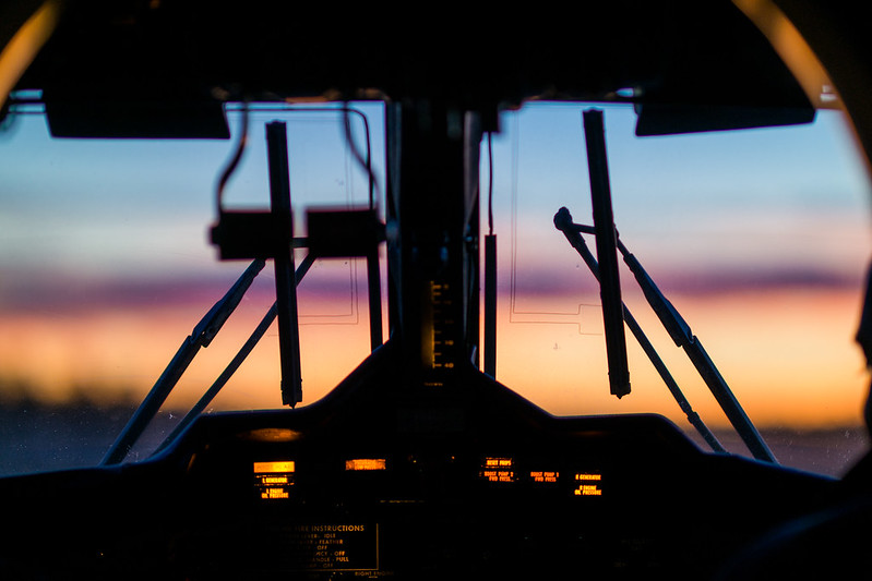 Sunset Through an Airplane Cockpit