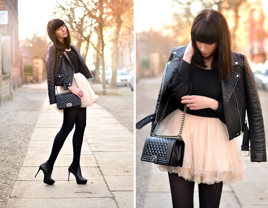 Chicwish dress Chanel Le Boy bag Zara leather biker spring outfit look ootd CATS & DOGS fashion blog Berlin 3