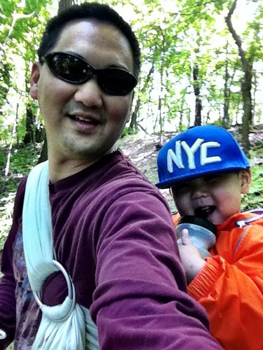 Hiking in North Park in a ring sling
