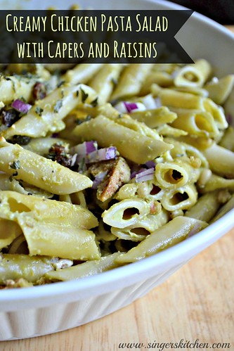 Creamy Chicken Pasta Salad with Capers and Raisins 3