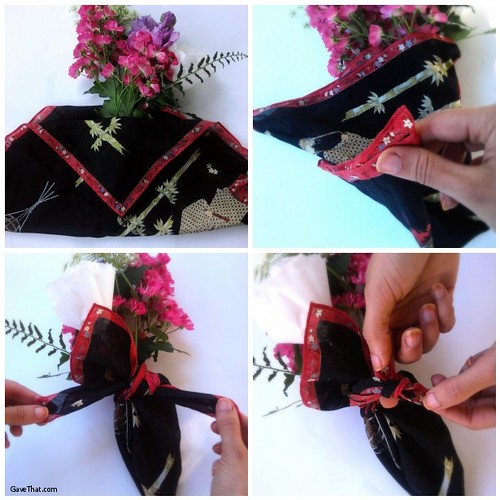 Furoshiki Wrapping Flowers Step by Step by Gift Wrapping Blog Gave That