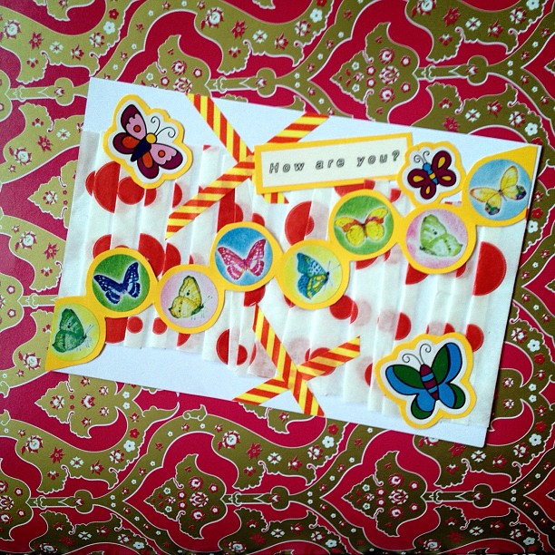 #miniletter #washitape #postcard #butterflies #circles #paperbag #summer #snailmail #sendmoremail