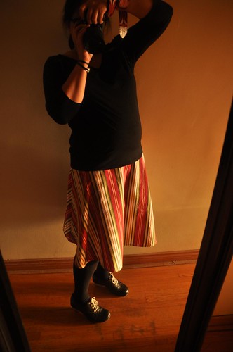 stripe skirt modeled